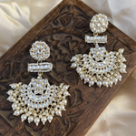 Kundan Jadau Earrings, Matte gold Earrings, Kundan, Indian Earrings, pearl, Pakistani Earrings, Statement Earrings