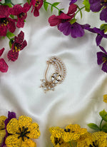 Moissanite Floral Nose Ring (Nath) with Red & Green Stones | Traditional Indian Bridal Nose Pin | Elegant Ethnic Jewelry