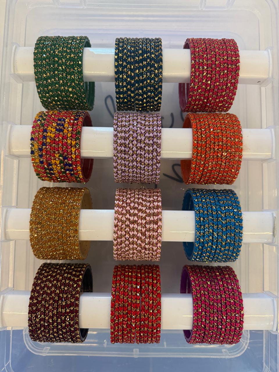 Heart Shape Glass Bangles Combo Set, 12 Colors Traditional Indian Bangles Set, Bridal Bangle Elegant Indian Traditional Chudi Set for Bridal & Festive Wear