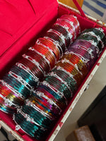 Jelly Glossy Glass Crystal Silver Kashmiri Ghunghroo Bangles Set for Women | Colorful Transparent Korean Style Bangles Combo | 12 Vibrant Colour 8 Bangles Per Packet Trendy Fashion Chudi Set