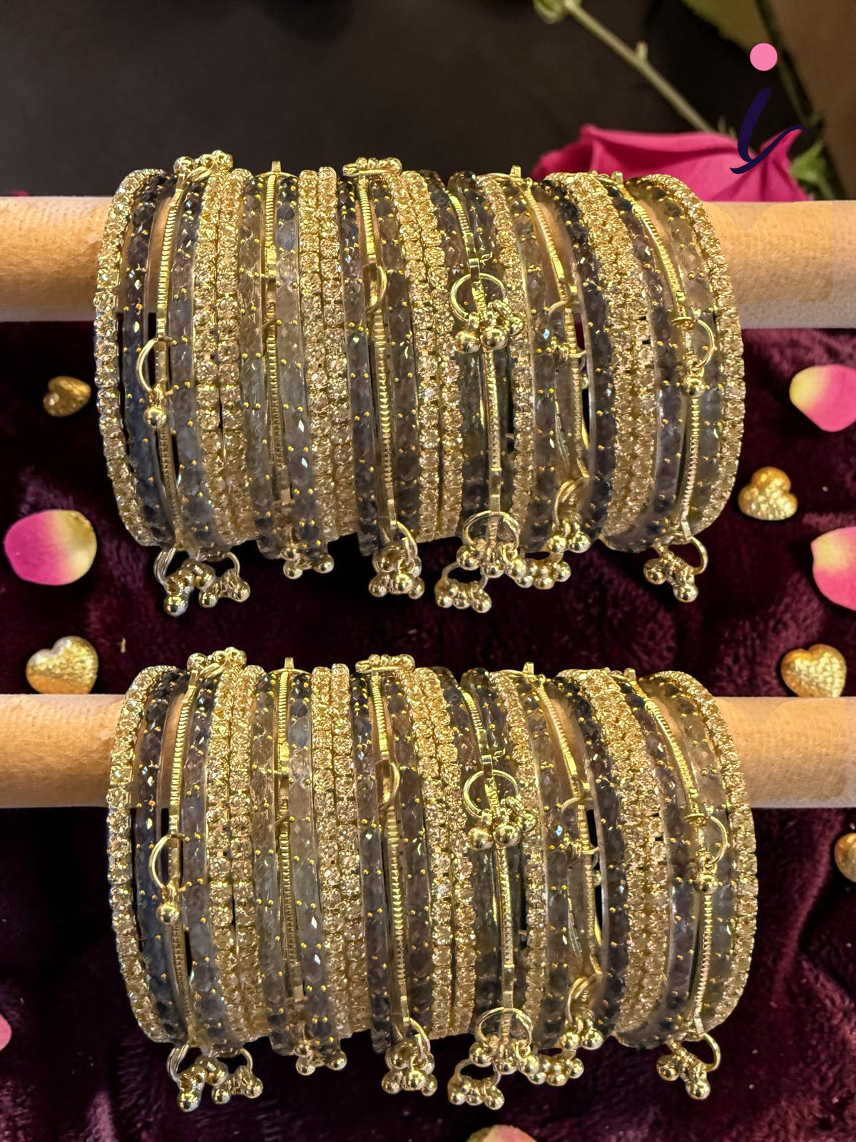Raindrop Bridal Bangle Set for Women | Red & GoldKashmiri Ghunghroo with Stone Work | Premium Wedding Bangles Collection