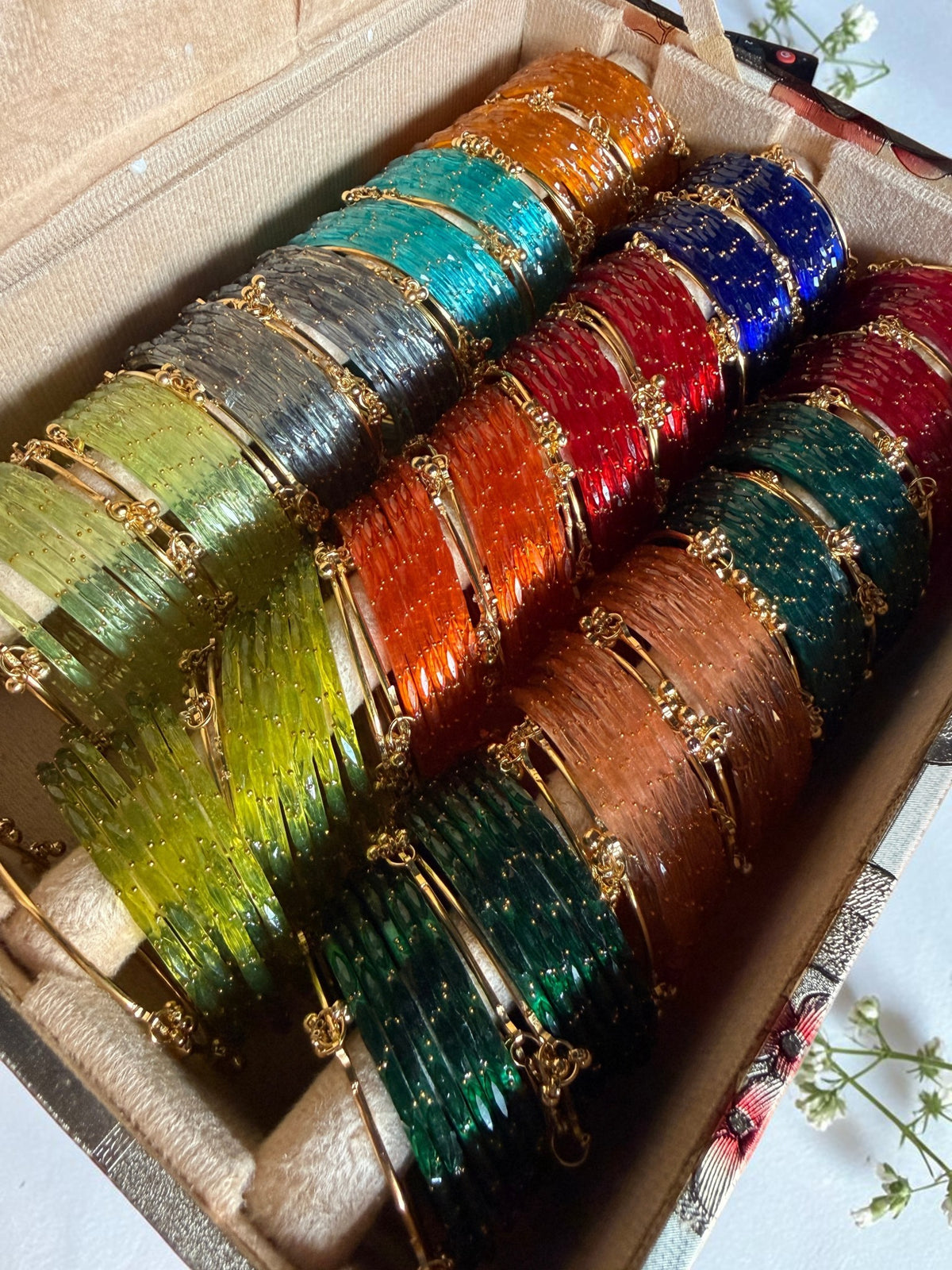 Indian New Kashmiri Ghunghroo Bangles with Raindrop Design | 12 Color Bridal Bangle Set | Traditional Indian Jewellery Bangles Combo Box Set