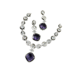 Bollywood Wedding American Diamond Silver Plated Necklace Earring Set