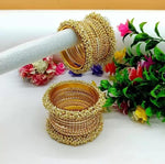 Gold plated pearl cluster bangle set, Indian bangles, Cluster bangles, Wedding bridal handmade bangles, Traditional bangles, Gift for women - Libasaa