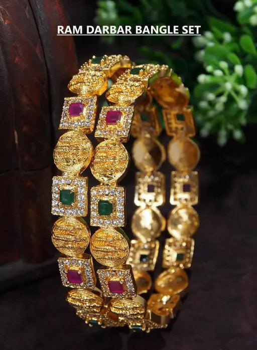 Golden Matte finish Kada Bangles Set, 22k Gold Plated, Traditional Indian, Gift for Her, Wedding Jewelry, Bridesmaid Gift, Set of 2 Psc - Libasaa