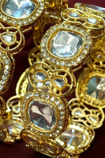kundan Bangles Polki Bangle Set, Gold Plated Bangle Kundan Polki Bangles Kada Bangles India Jadau Jewelry Sabyasachi Jewelry Kundan Bracelet - Libasaa