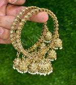 Antique Gold Reverse AD premium latkan jhumki bangle set , Jhumki bangles, kangans, Churiya Bangle Set, Gold Indian Bangles. Pack of 2 - Libasaa