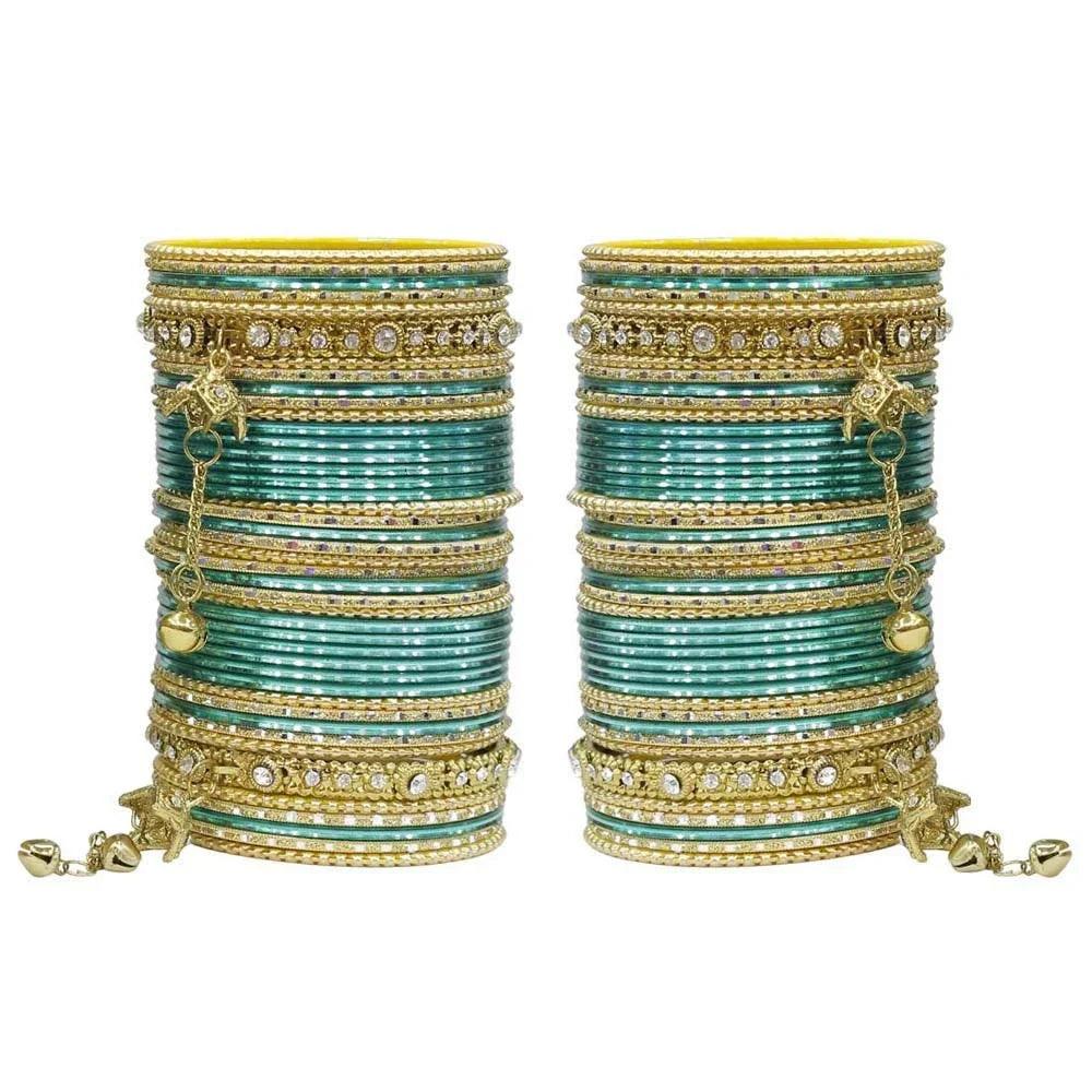 Indian Bangles, Indian Bangle Set, Bridal bangles, Traditional Brass Non Precious Metal Bangle Set For Women & Girls - Libasaa