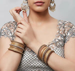 Gold Kada Bangle Set with stone work , Wedding bangles, Indian Jewelry - Libasaa