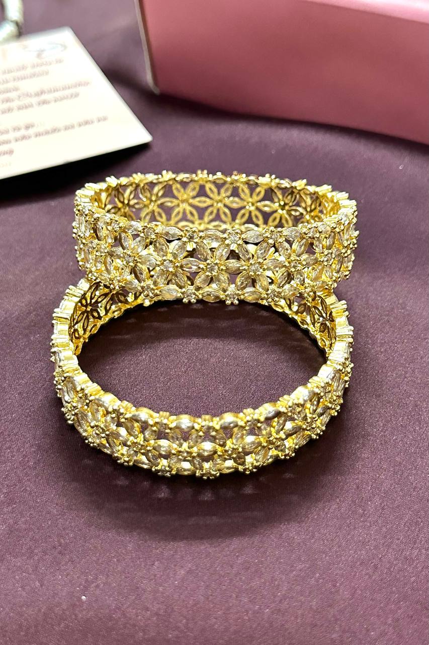 Indian Gold Plated American Diamond CZ Bangle Set