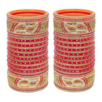 Designer Golden White & Red Stone Chuda Bridal Dulhan Choora Fashion Chura Set