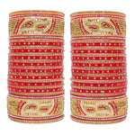 Designer Golden White & Red Stone Chuda Bridal Dulhan Choora Fashion Chura Set
