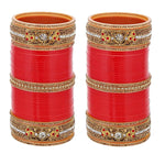 Red Designer Chura Bridal Punjabi Choora Fashion Jewellery Chuda Set