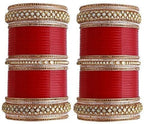 Red Silver and Golden Kundan Chooda.Designer Chura Bridal Dulhan Punjabi Choora Fashion Jewellery Chuda Set