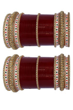Maroon Bridal Punjabi Choora Indian Wedding Wear for Girls and Women. Gives you Royal look.