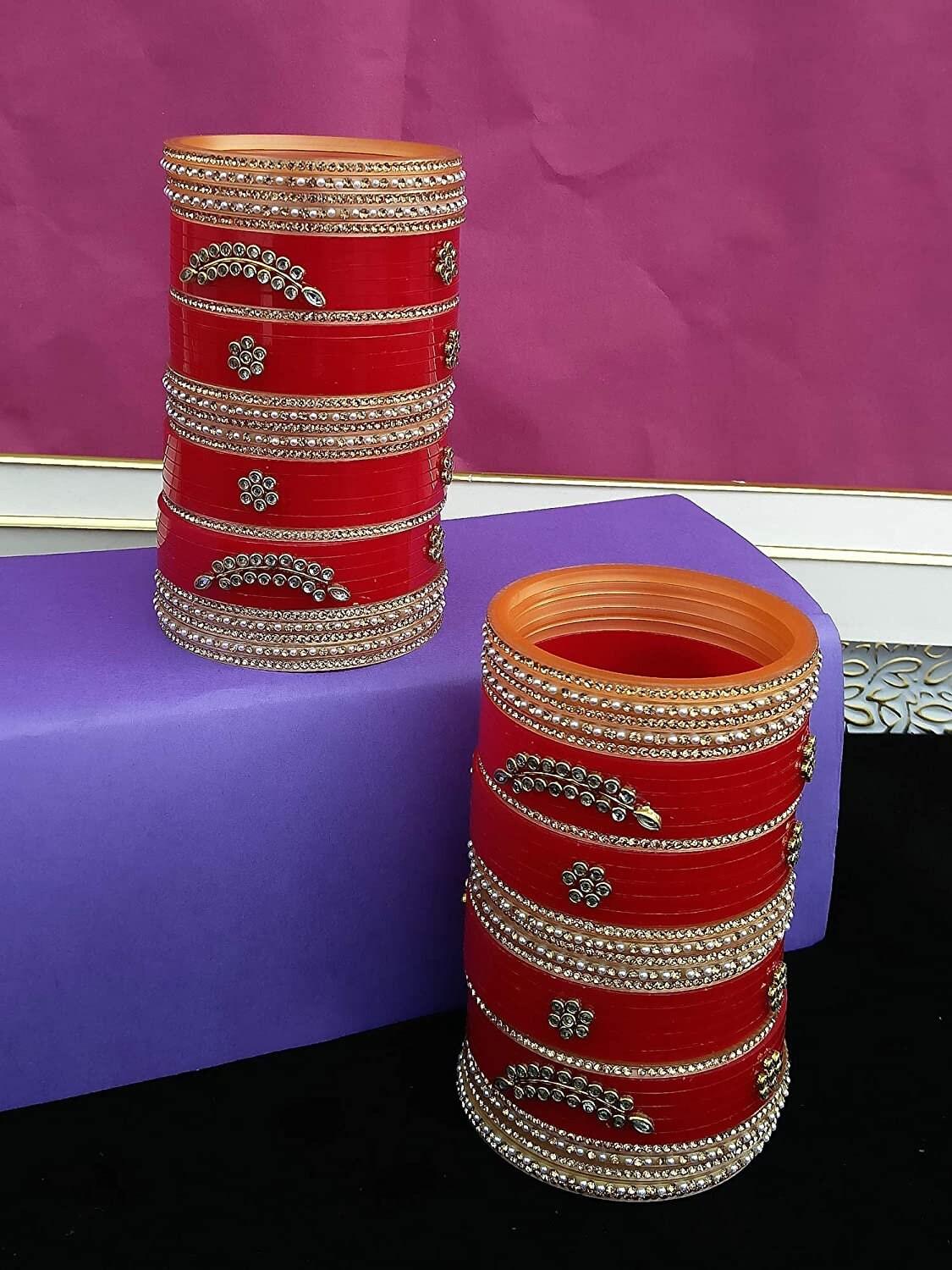 Red Designer Chura Bridal Punjabi Choora Fashion Jewellery Chuda Set