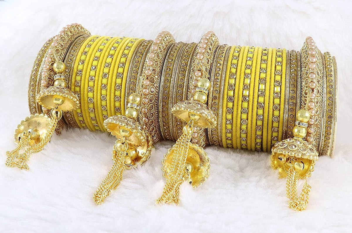 Bollywood Polki Kundan finish Jhumka Pearl Bangles Set(2 PC) Punjabi Pearl bangles Bridal bangles/ wedding indian jewelry