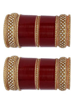 Golden Maroon Designer Chura Bridal Punjabi Choora Fashion Jewellery Chuda Set