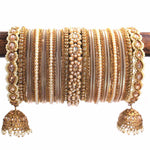 Rich Texture Pearl Indian Bangles Bracelet Set with Jhumki Borders, Indian wedding bangle set, Wedding Jewelry