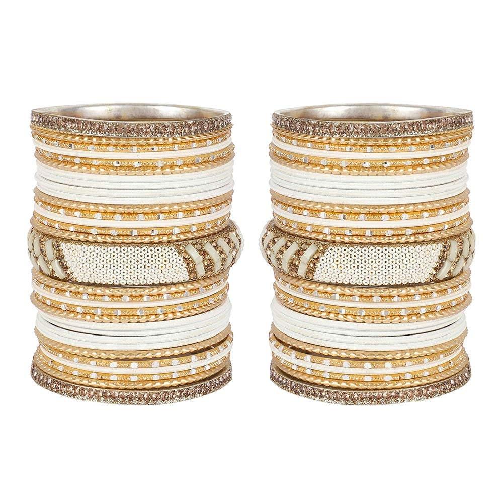 Indian Bangles / Indian Bangle Set / Bridal Bangles / Indian Jewelry / Traditional Brass Metal Crystal Bangle Set For Women & Girls