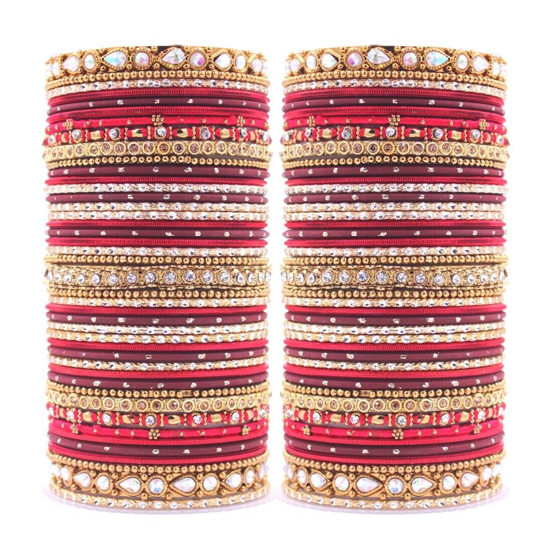Rich Texture Multicolor Bangle Set with Stone work Kada, Pakistani & Indian bangles, Wedding jewelry, colorful bangles