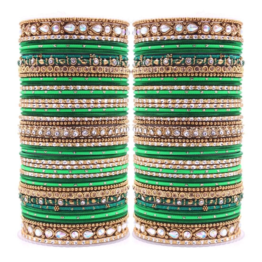 Rich Texture Multicolor Bangle Set with Stone work Kada, Pakistani & Indian bangles, Wedding jewelry, colorful bangles