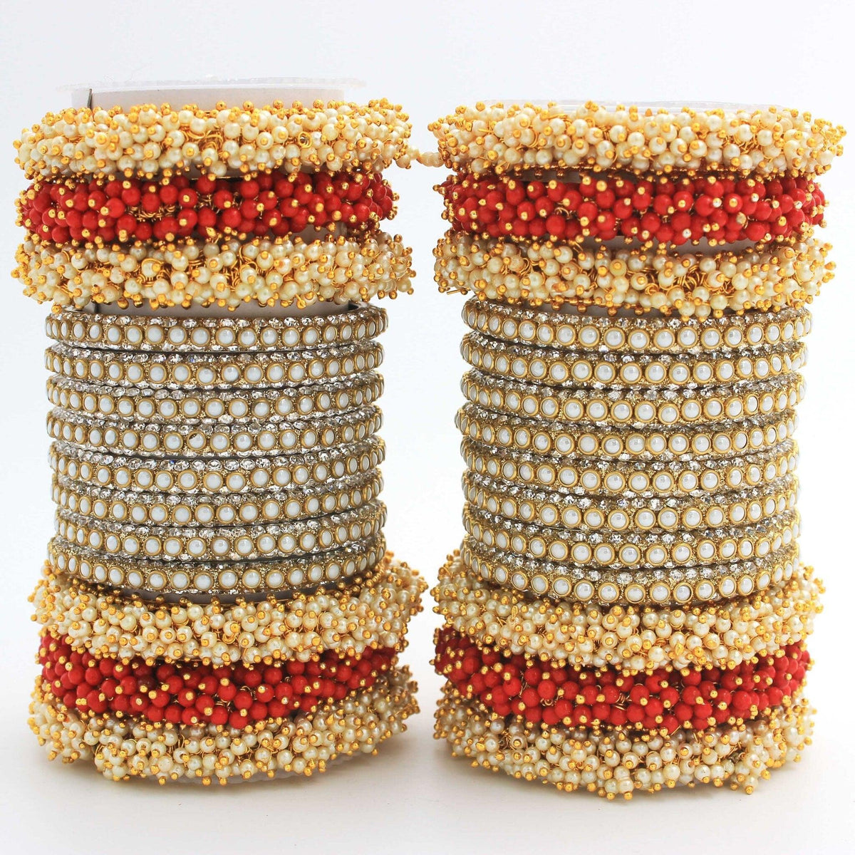 Indian bangle set , Bridal bangles, Metal bangles, Traditional wedding jewelry, Pearls and Stones Bridal Bangle Set for Women