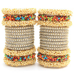 Indian bangle set , Bridal bangles, Metal bangles, Traditional wedding jewelry, Pearls and Stones Bridal Bangle Set for Women