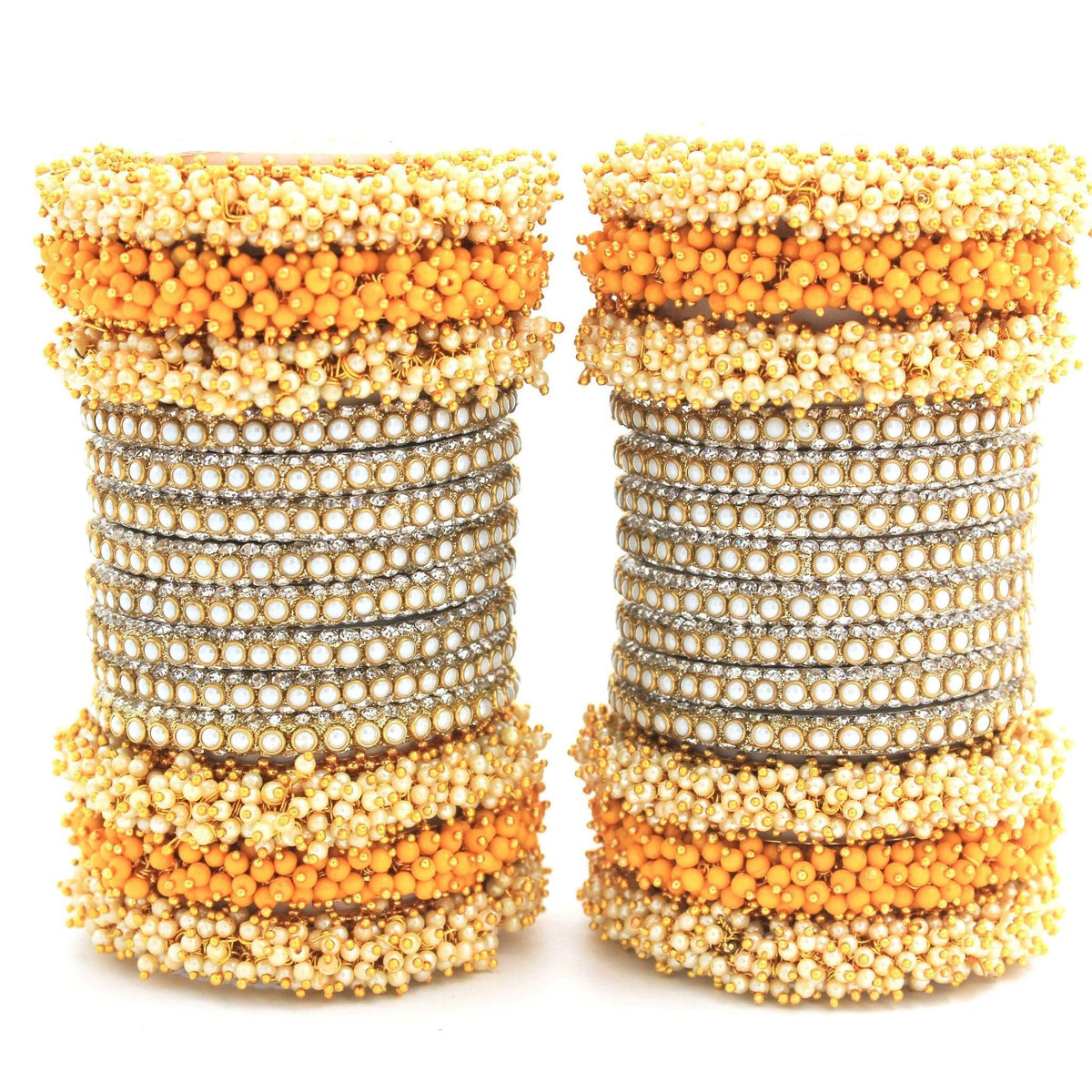 Indian bangle set , Bridal bangles, Metal bangles, Traditional wedding jewelry, Pearls and Stones Bridal Bangle Set for Women