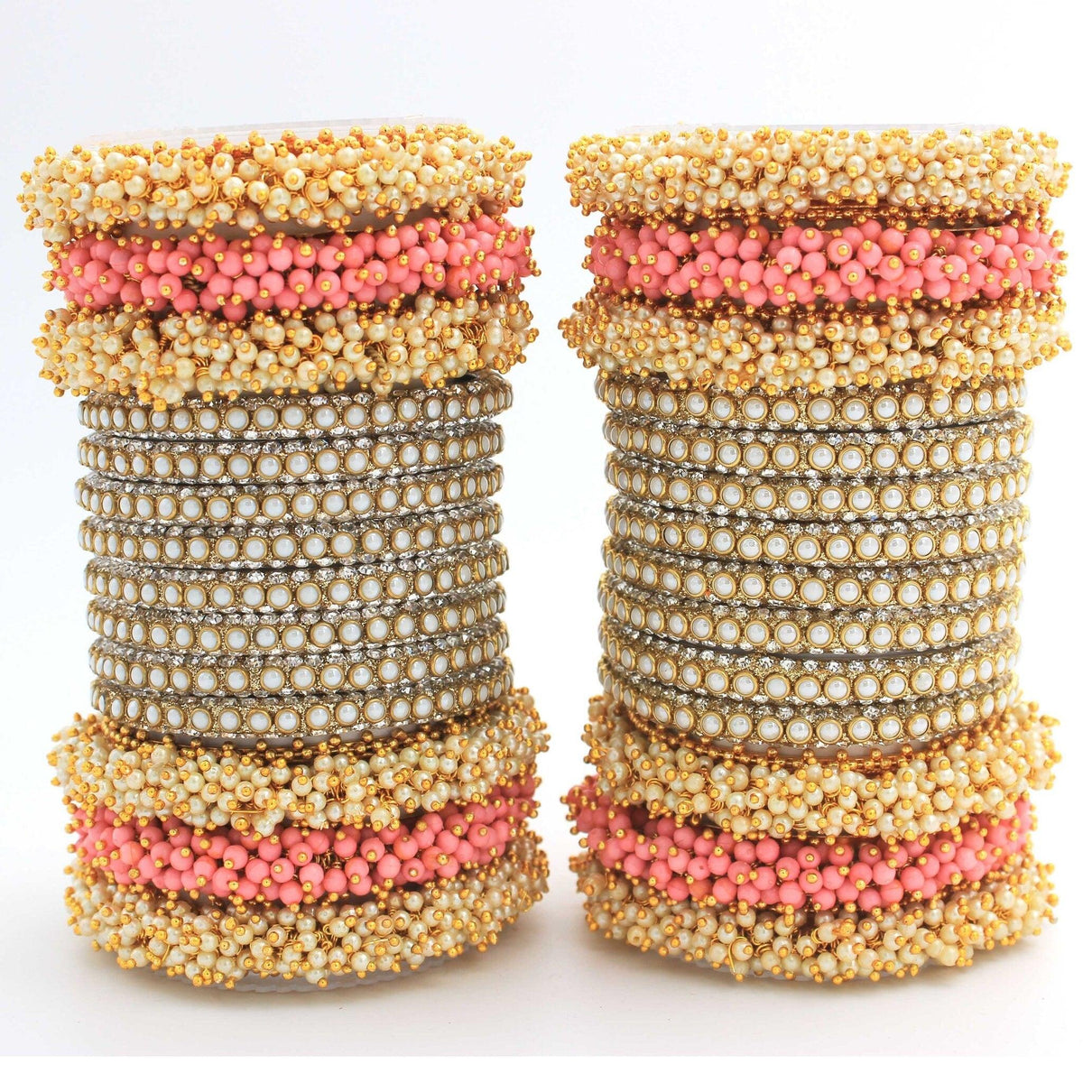 Indian bangle set , Bridal bangles, Metal bangles, Traditional wedding jewelry, Pearls and Stones Bridal Bangle Set for Women