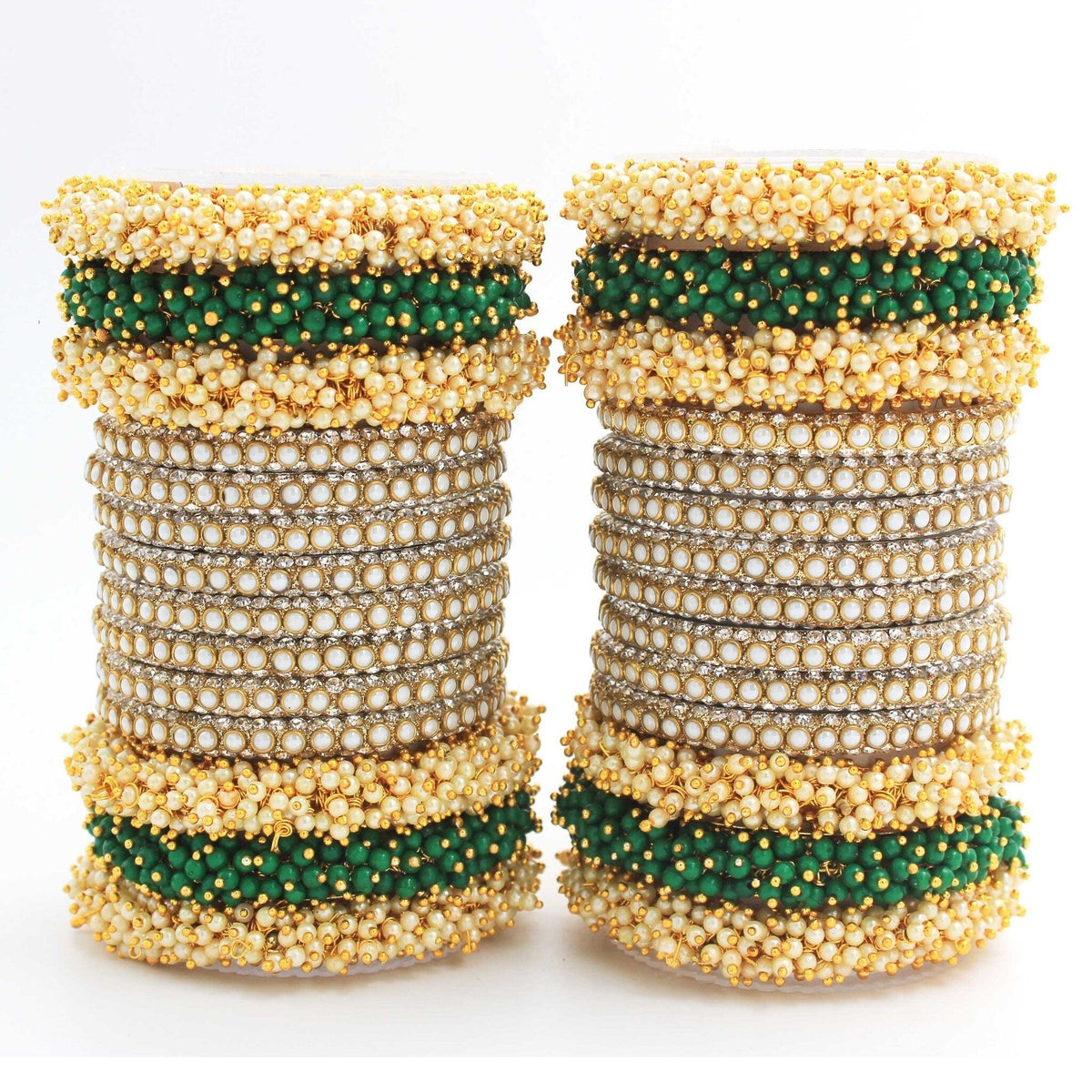 Indian bangle set , Bridal bangles, Metal bangles, Traditional wedding jewelry, Pearls and Stones Bridal Bangle Set for Women