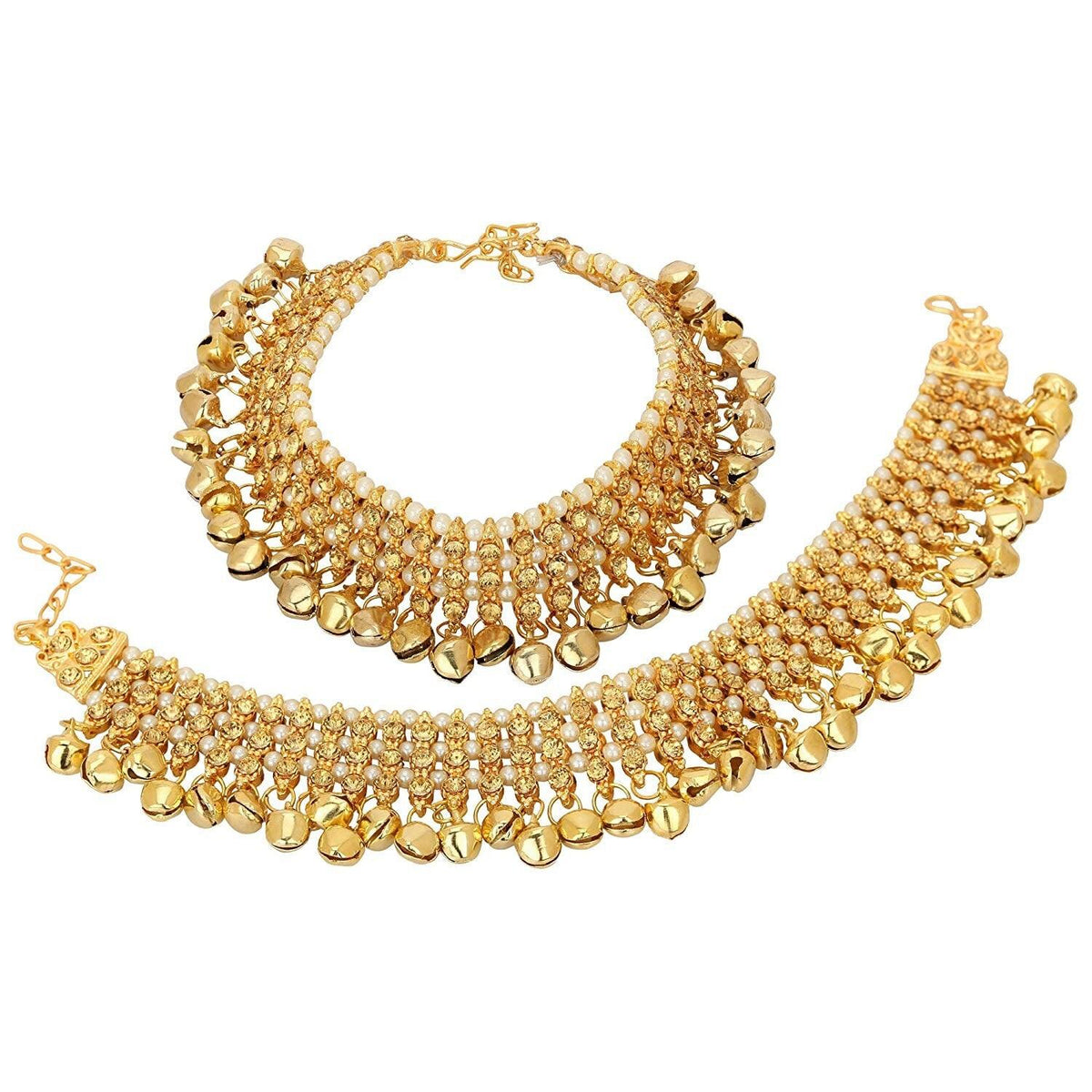 Traditional Style Belly Dance Payal / Gold pair Anklets Foot Bracelet Payal Jhanjar Jewelry Jewellery /Traditional Bollywood Panjeb Jewelry