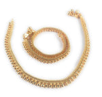 Thin Size Gold Plated & Brass Stylish Kolusu Ghungroo Golden Anklets, Handcrafted Anklets, Indian anklet, Gold ankle bracelet pair for women