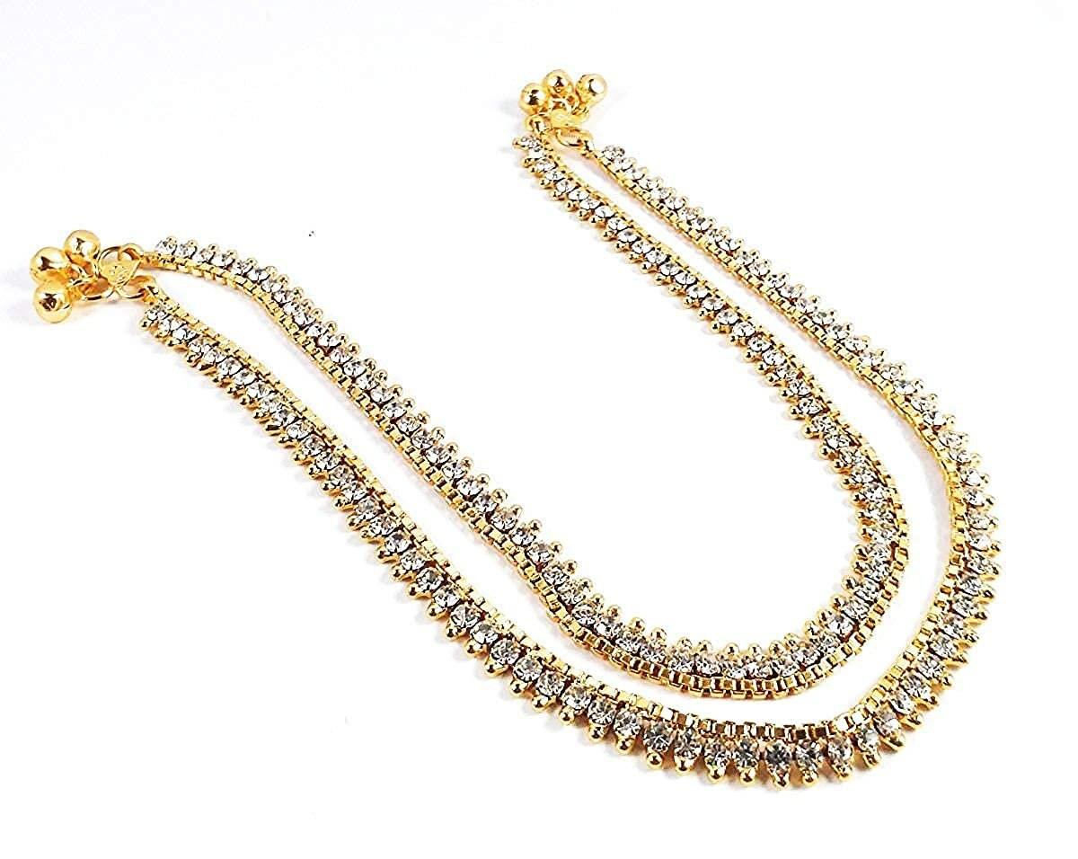 Gold Plated & Brass Stylish Kolusu Ghungroo Golden Anklets, Handcrafted Anklets, Indian anklet, Gold ankle bracelet pair for women