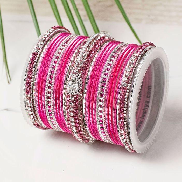 Indian bangle set , Bridal bangles, Metal bangles, Shinning Metal Lac Bangle Set, Traditional Bangle Set for Women, Bollywood Bracelet Set