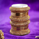 Indian bangle set , Bridal bangles, 16 Golden Metal Bangle Set, Brass Metal and Stone Bridal Bangle Set for Women