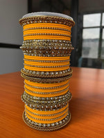 Yellow Indian Bangle Set, Bridal Bangles, Matte Bangles, Traditional Bracelet, Bridal Bangle Wedding Eid Navratri Bollywood Bangles