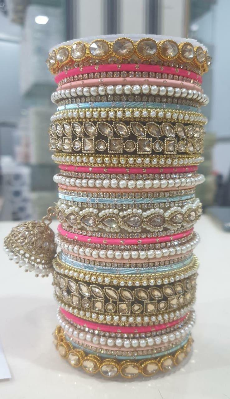 Handmade Indian Bangle with Pearl Stone work Wedding Bangle Set, Traditional Indian jewelry gift, Bridal bangles, Wedding Jewelry