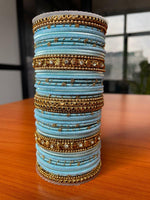 Blue Color Indian Bangle Set, Bridal Bangles, Thread Bangles, Traditional Bracelet, Bridal Bangle Wedding Eid Navratri Bollywood Bangles