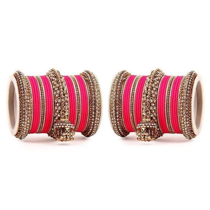 Indian Bollywood Bangles Jewelry 5 Color Latkan Jhumka Bridal Wedding & Party Wear Bangle Bracelet Traditional Pakistani Bangles Jewelry