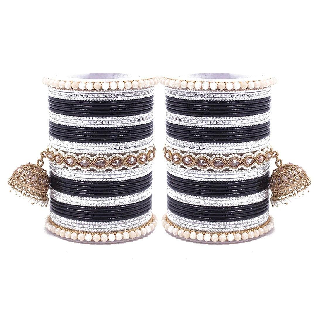 Bollywood Style Polki Kundan Pearl Jhumka Bangles Set Punjabi Pearl bangles Set/Bridal bangles/ wedding jewelry/pakistani set