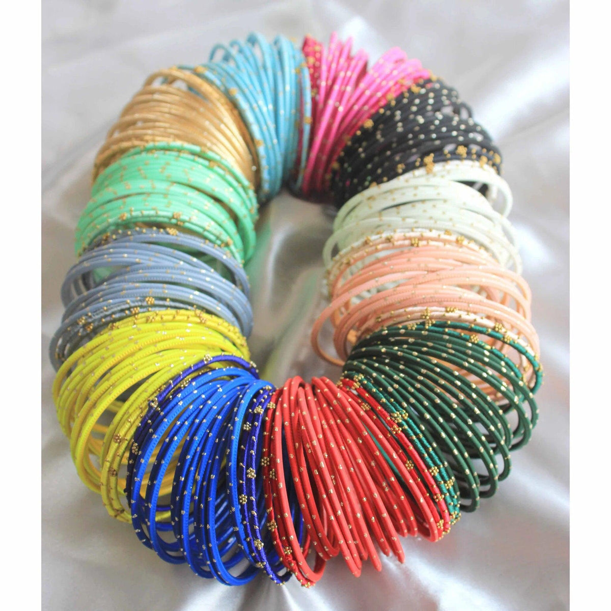 Indian Bangle Set, Indian Bangles, Thread Bangles, Matte Bangle Set Pack of 12 Colors, Colourful Bangle Bunch for Women
