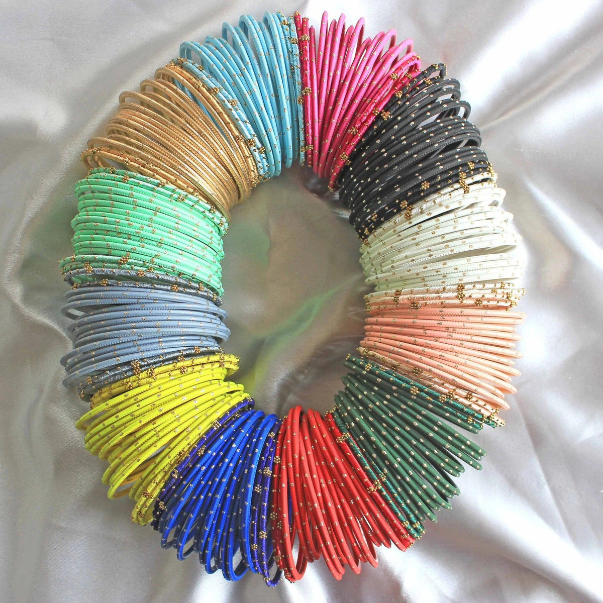 Indian Bangle Set, Indian Bangles, Thread Bangles, Matte Bangle Set Pack of 12 Colors, Colourful Bangle Bunch for Women