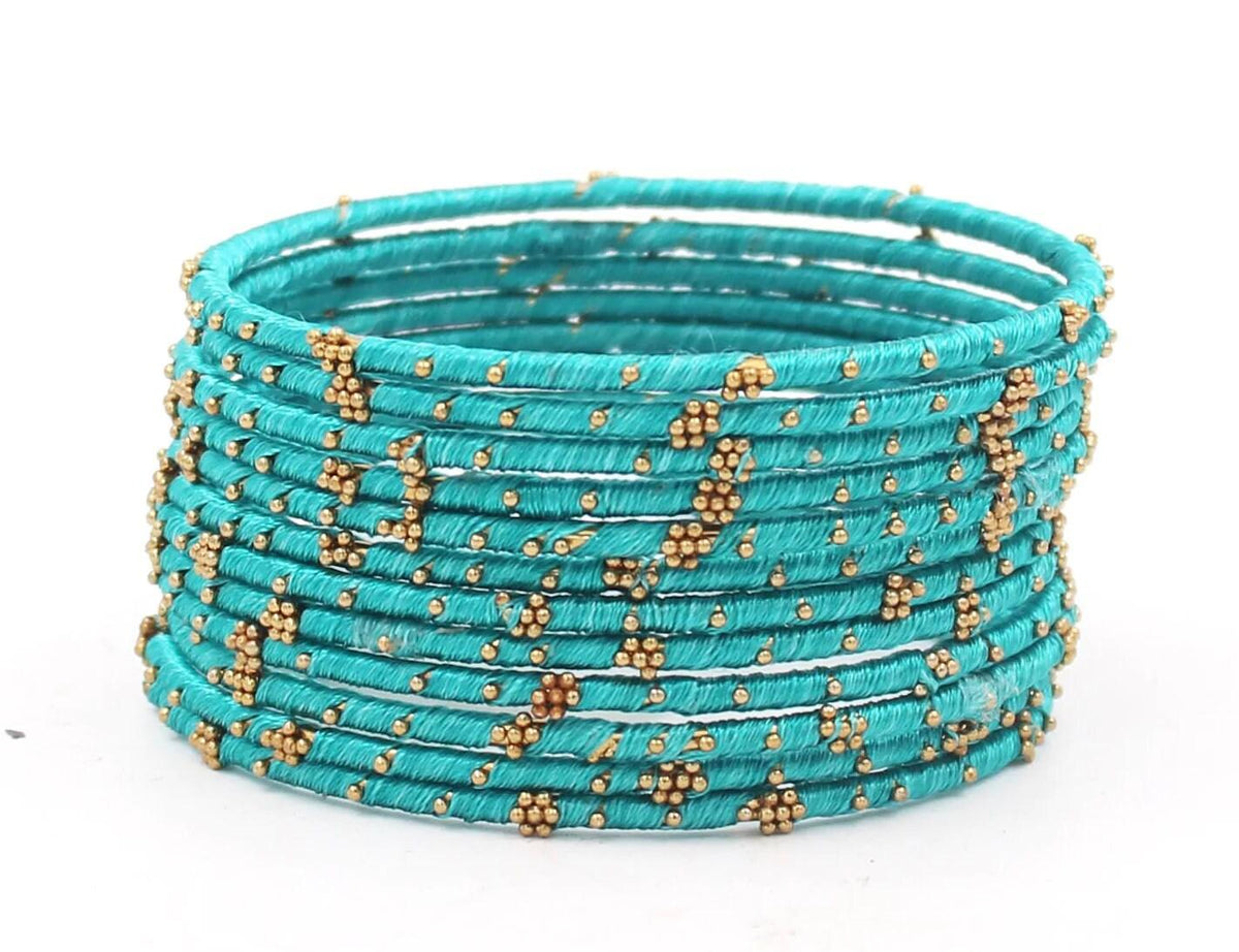 Indian Bangles, 12 Thread Bangles Set Golden Flower, Indian Jewelry, Bridal Bangles for Women, Indian Bangles, Bollywood Jewelry