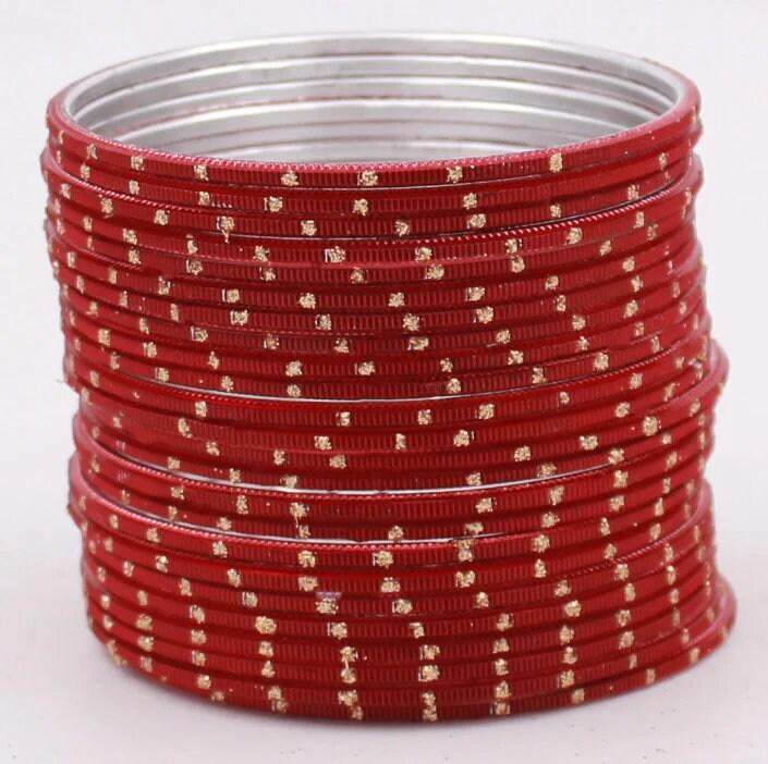 Indian Bangles, 24 Dual tone Golden Glitter Bangle Set, Indian Jewelry, Bridal Bangles, Indian Bangles, Bollywood Jewelry, Chudiyan