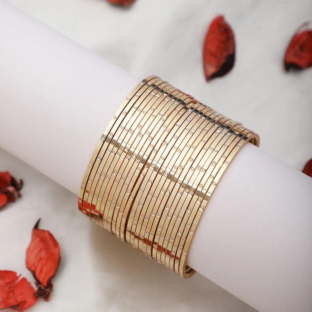 Indian Bangles Set 24 Self Round Dot Design Bangles, Indian Jewelry, Bridal Bangles for Women, Indian Bangles, Bollywood Jewelry