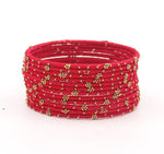 Indian Bangles, 12 Thread Bangles Set Golden Flower, Indian Jewelry, Bridal Bangles for Women, Indian Bangles, Bollywood Jewelry