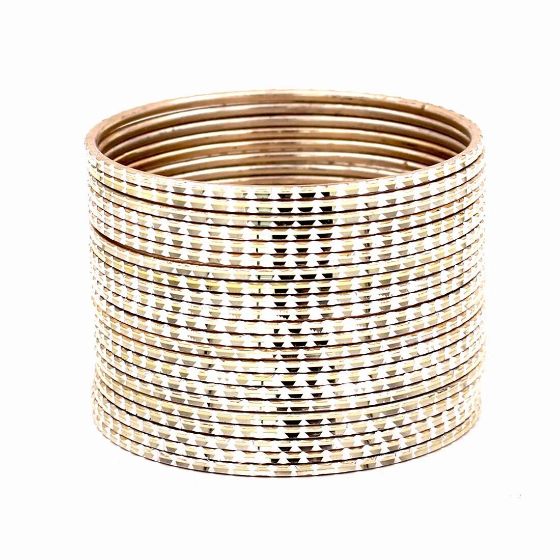 Indian Bangles, 24 Shining Bangles Set with Cutting design, Indian Jewelry, Bridal Bangles for Women, Indian Bangles, Bollywood Jewelry
