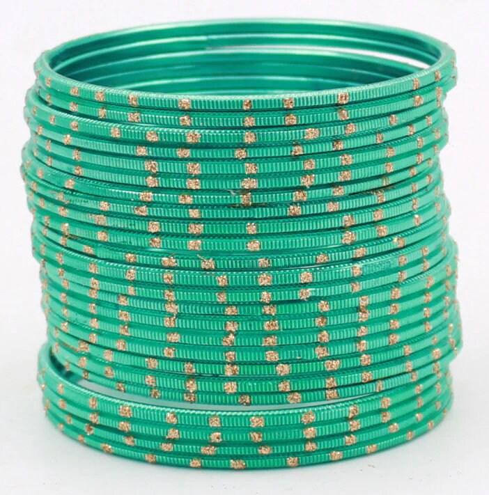 Indian Bangles, 24 Dual tone Golden Glitter Bangle Set, Indian Jewelry, Bridal Bangles, Indian Bangles, Bollywood Jewelry, Chudiyan