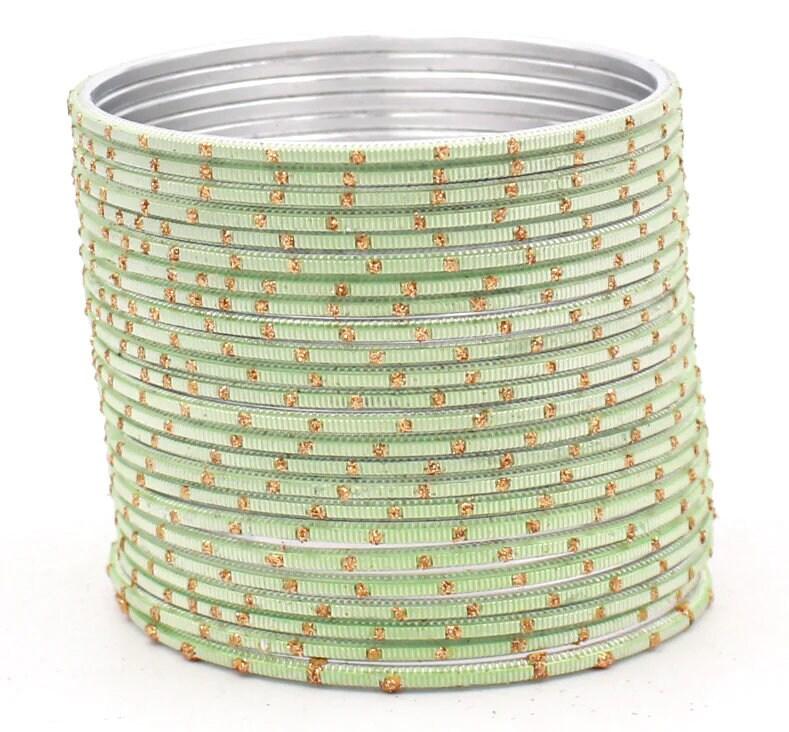 Indian Bangles, 24 Dual tone Golden Glitter Bangle Set, Indian Jewelry, Bridal Bangles, Indian Bangles, Bollywood Jewelry, Chudiyan